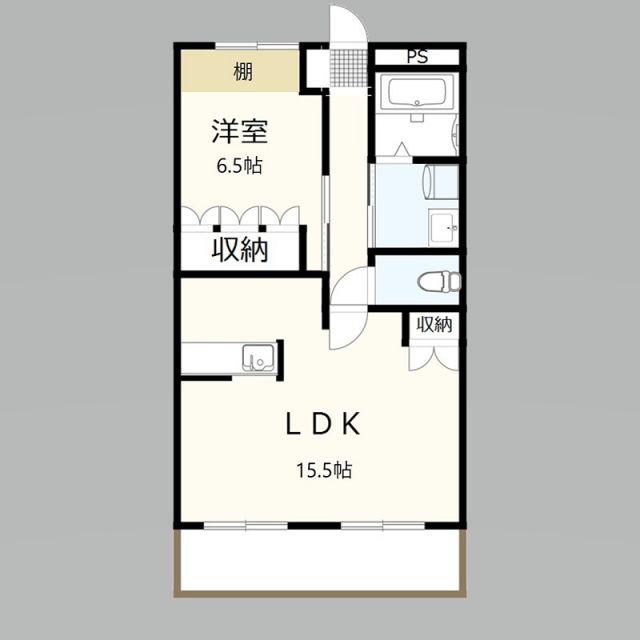プルメリア(1LDK/2階)の間取り写真