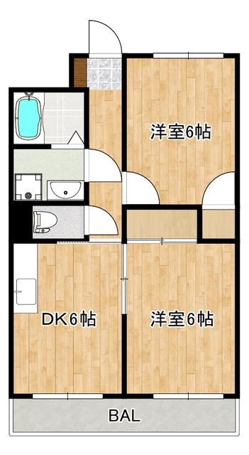 クローネ川口(2DK/5階)の間取り写真