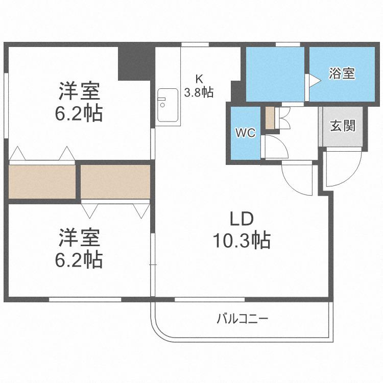 アトレ福住(2LDK/1階)の間取り写真