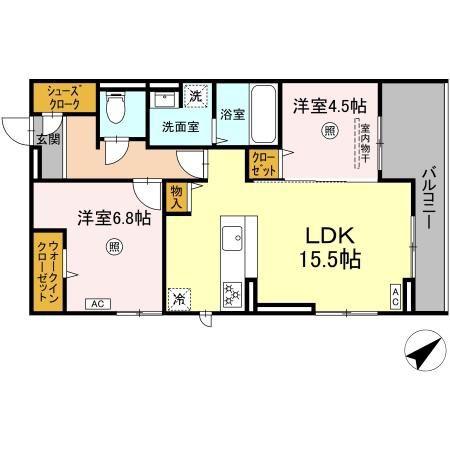 プラーナ(2LDK/3階)の間取り写真