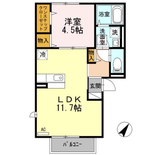 ル・シエル・エトワールI(1LDK/1階)の間取り写真