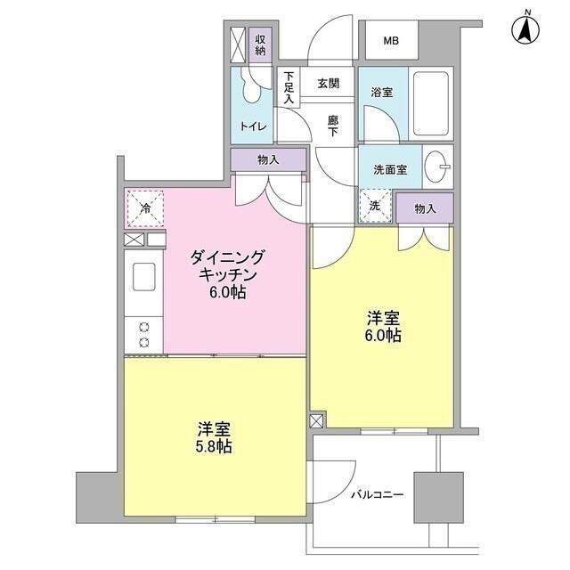 KS新中野(2DK/10階)の間取り写真