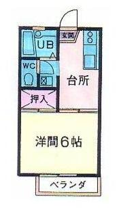 サンハイツ浅岡(1DK/2階)の間取り写真