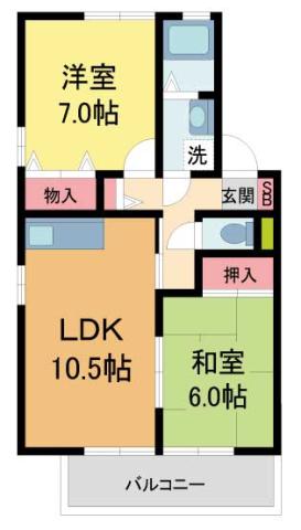 ルミエール北夙川 A棟(2LDK/1階)の間取り写真