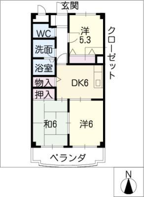 アルカディア中平(3DK/1階)の間取り写真
