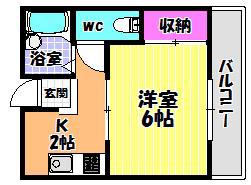 森井マンション(1K/3階)の間取り写真