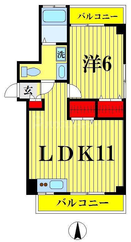 新村ビル(1LDK/4階)の間取り写真