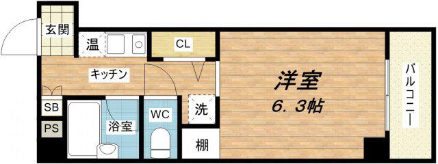 クリザンテーメ大手前(1K/4階)の間取り写真