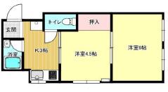 シチフクビル(2K/4階)の間取り写真