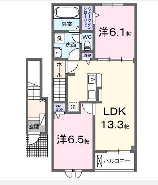 プラシードA(2LDK/2階)の間取り写真