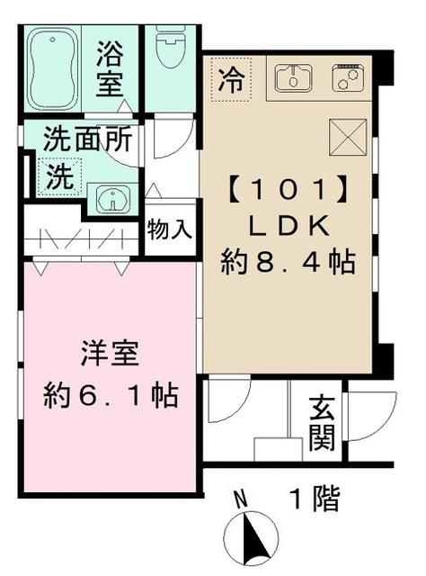 グランディール(1LDK/1階)の間取り写真