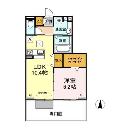 TUBASA(1LDK/1階)の間取り写真
