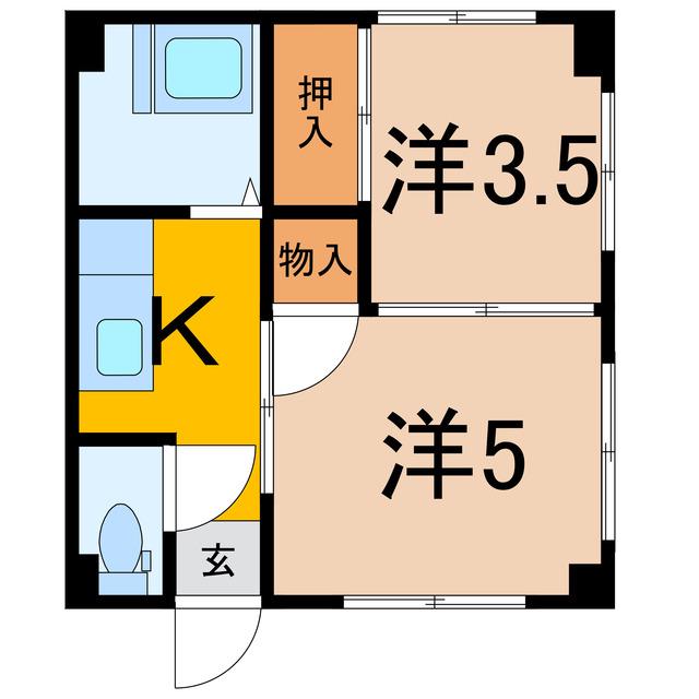 グリーンハイツ干場(2DK/3階)の間取り写真
