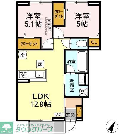 LA MAISON MASHA(2LDK/1階)の間取り写真