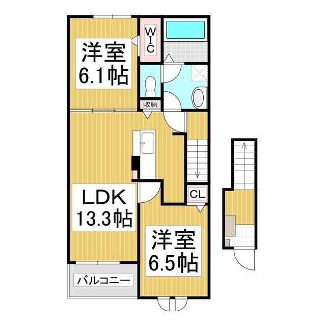 D・K カクモII(2LDK/2階)の間取り写真