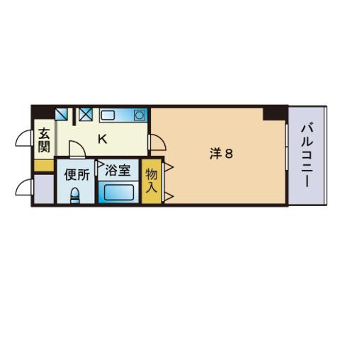 ラ・カーサ151(1K/7階)の間取り写真