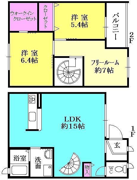 カナメゾン夙川(2LDK/1階)の間取り写真