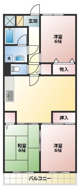 シャルムベルシー(3LDK/2階)の間取り写真