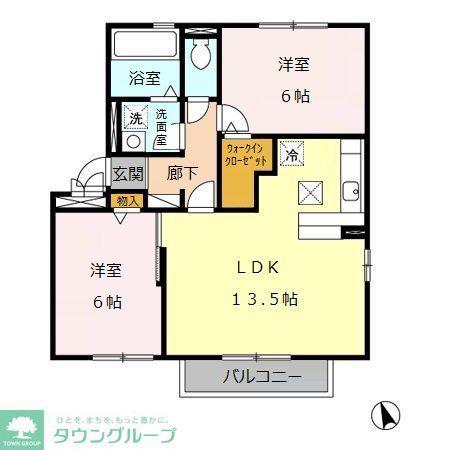 フリーデン(2LDK/1階)の間取り写真