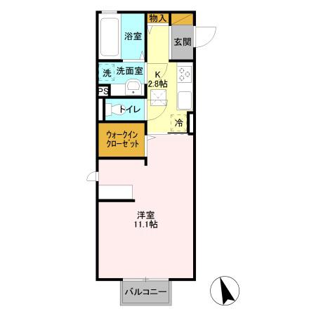 グランウィット(1K/1階)の間取り写真