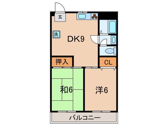 クレール鶴見(2DK/3階)の間取り写真