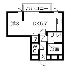 メリディアン岩沼弐番館(ワンルーム/3階)の間取り写真
