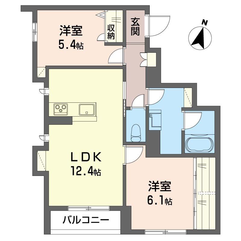 ハルニレガーデン(2LDK/2階)の間取り写真