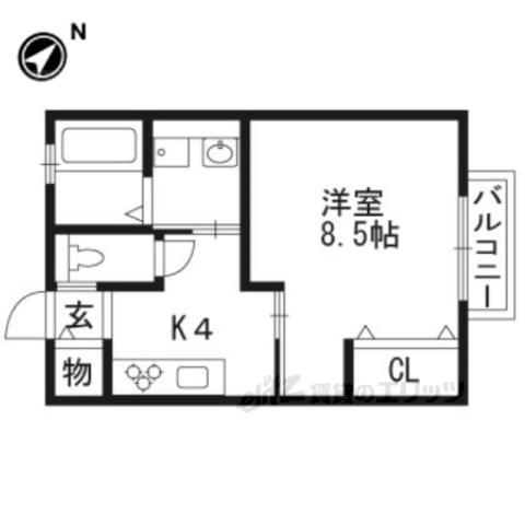 アンテノール(1K/2階)の間取り写真