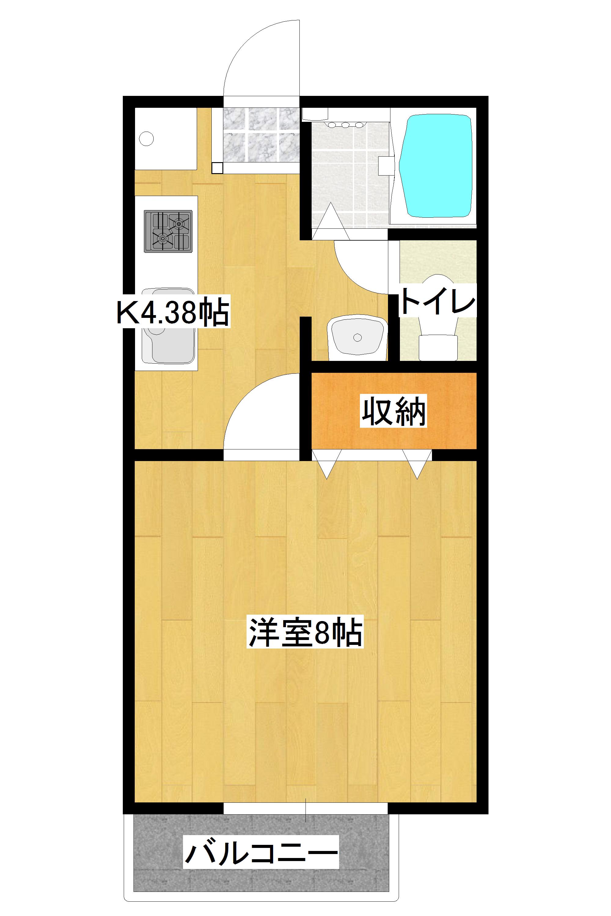 サンヒルズ常盤(1K/1階)の間取り写真