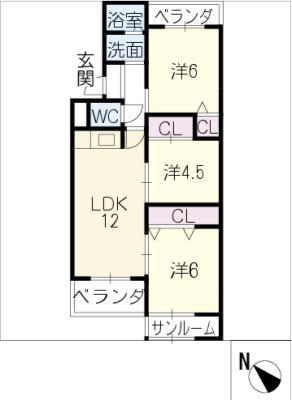 大谷ヒルズA(3LDK/3階)の間取り写真