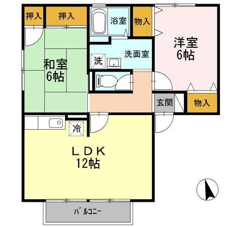 ラ・メゾンクレール(2LDK/2階)の間取り写真