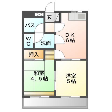 トミーコーポ(2DK/1階)の間取り写真