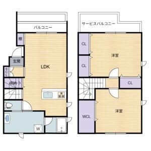 CASA FELIZ平野東(2LDK/2階)の間取り写真