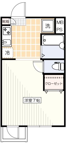 コーポ明和(1K/2階)の間取り写真