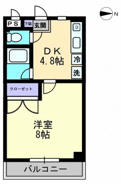 フォレスト林(1DK/2階)の間取り写真