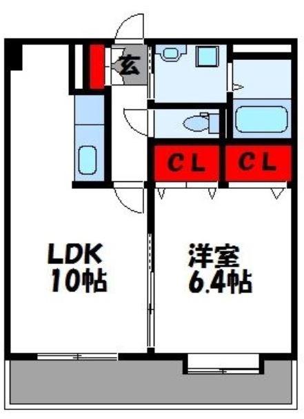 フォレストコート(1LDK/2階)の間取り写真