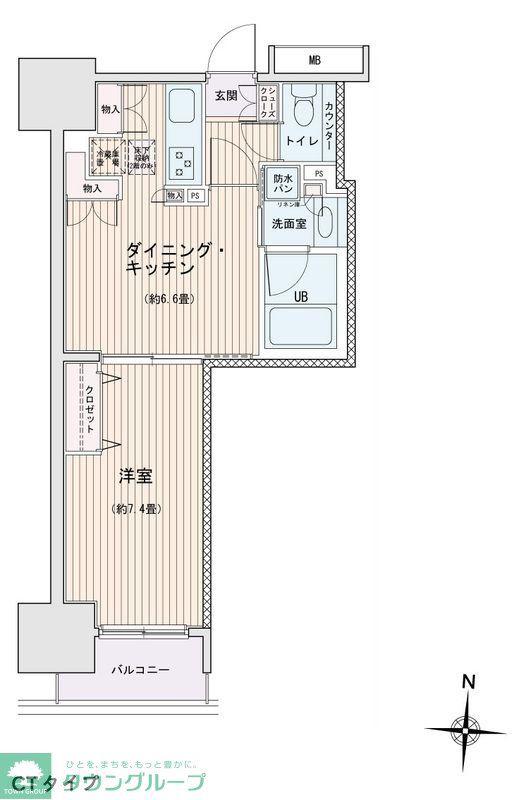 エスティメゾン錦糸町2(1DK/14階)の間取り写真