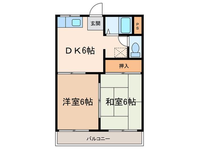 タウニー遠山(2DK/1階)の間取り写真