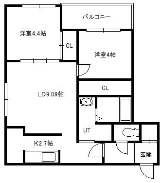 ボア ソルテS4(2LDK/3階)の間取り写真