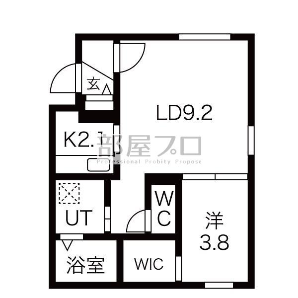ルッカ 豊平(1LDK/2階)の間取り写真