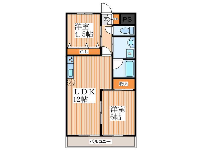 浜庄ビル(2LDK/2階)の間取り写真