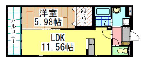 浜町テラス(1LDK/1階)の間取り写真