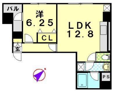 シェモア松戸(1LDK/4階)の間取り写真