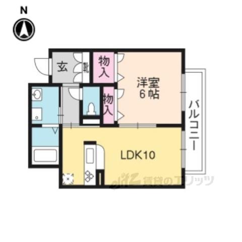 フルーレ鴨川(1LDK/3階)の間取り写真