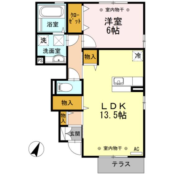 グランツ(1LDK/1階)の間取り写真
