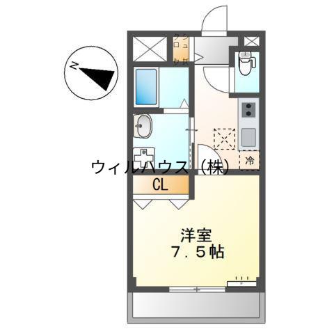 オレンジクレストA(1K/2階)の間取り写真