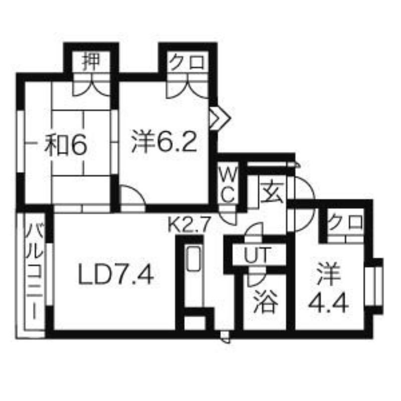 ハーベスト26(3LDK/2階)の間取り写真