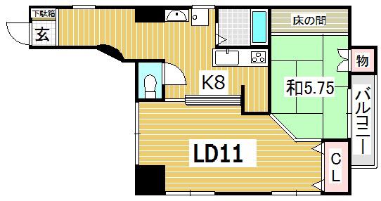 ファインステージ坪井(1LDK/5階)の間取り写真