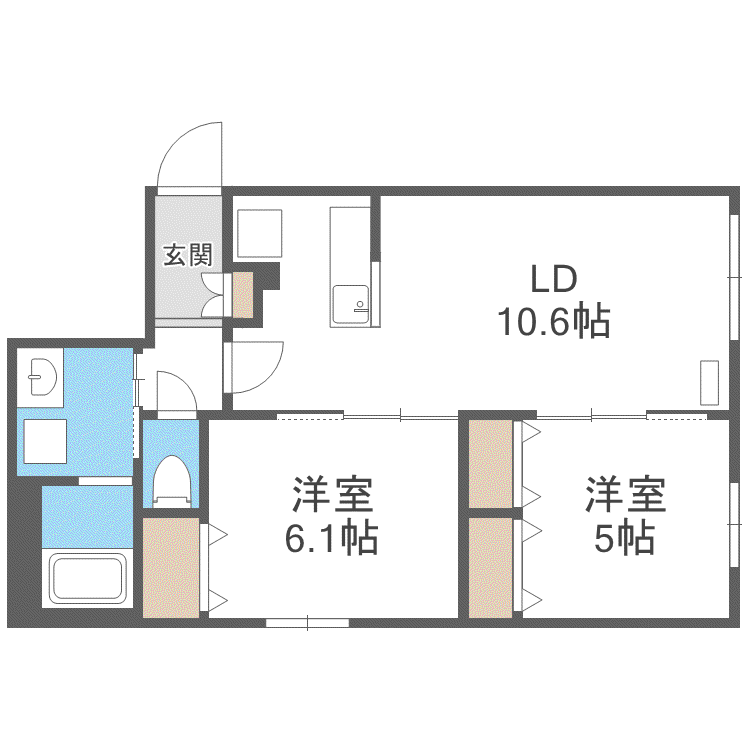 アムール(2LDK/4階)の間取り写真