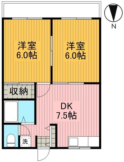 リバーハイムIII(2DK/1階)の間取り写真